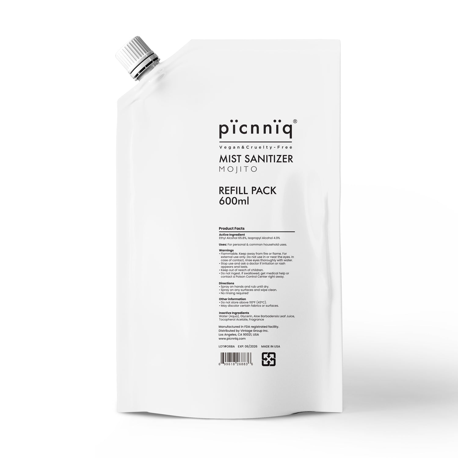 全素蘆薈潤膚免洗手潔净噴霧【補充包】 -  600ml